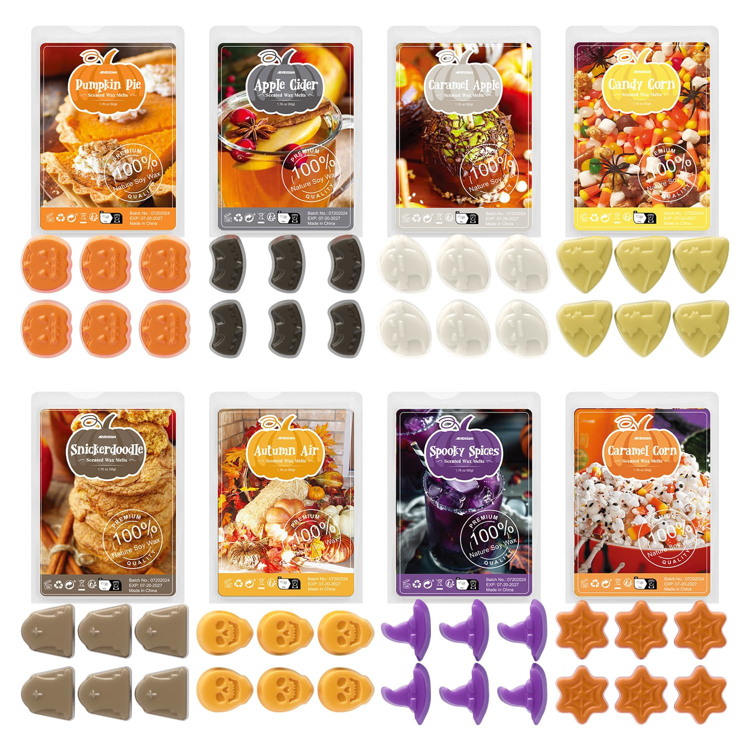 ARVIDSSON Halloween Scented Wax Melts, Spooky Scentsy Soy Wax Cubes for Wax Warmer, Strong Scent Fragrance Wax Tarts, Fall Wax Melts Gift Set | Amazon (US)