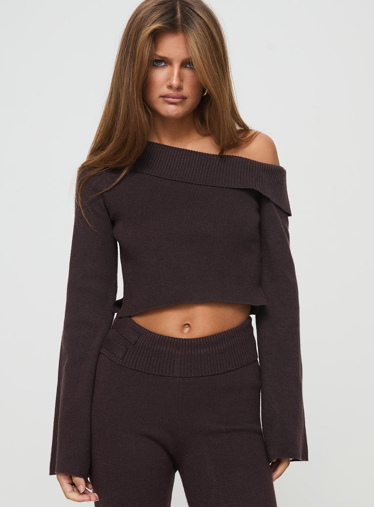 Sina Off The Shoulder Top Chocolate | Princess Polly US