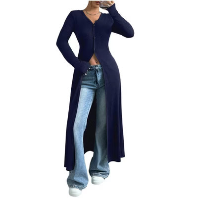 Women's V Neck Button Down Long Cardigan Long Sleeve Ribbed Knit Slit Sweater Casual Going Out Tops | Target