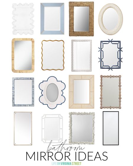 The cutest coastal bathroom mirror ideas! Perfect for a powder bathroom mirror, in a kids bathroom, pool house bath - really any bathroom in your home! Get more ideas here: https://lifeonvirginiastreet.com/coastal-bathroom-mirror-ideas/. 

. #ltkfindsunder100 wall mirrors, bath mirrors, cute mirrors, coastal mirrors, bathroom mirrors

#ltkhome #ltksalealert #ltkseasonal #ltkkids #ltkfamily  #ltkfindsunder100

#LTKSeasonal #LTKhome #LTKsalealert