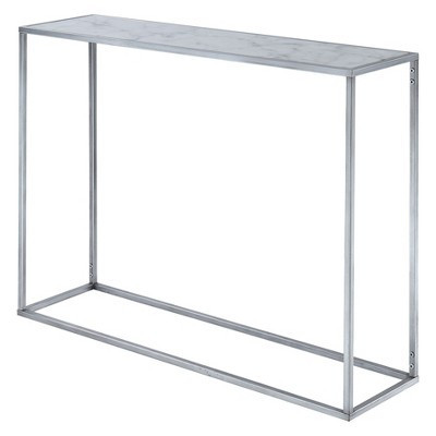 Breighton Home Coast Faux Marble Console Table Silver: Sleek Entryway Table, Metal Frame, Spot Clean | Target