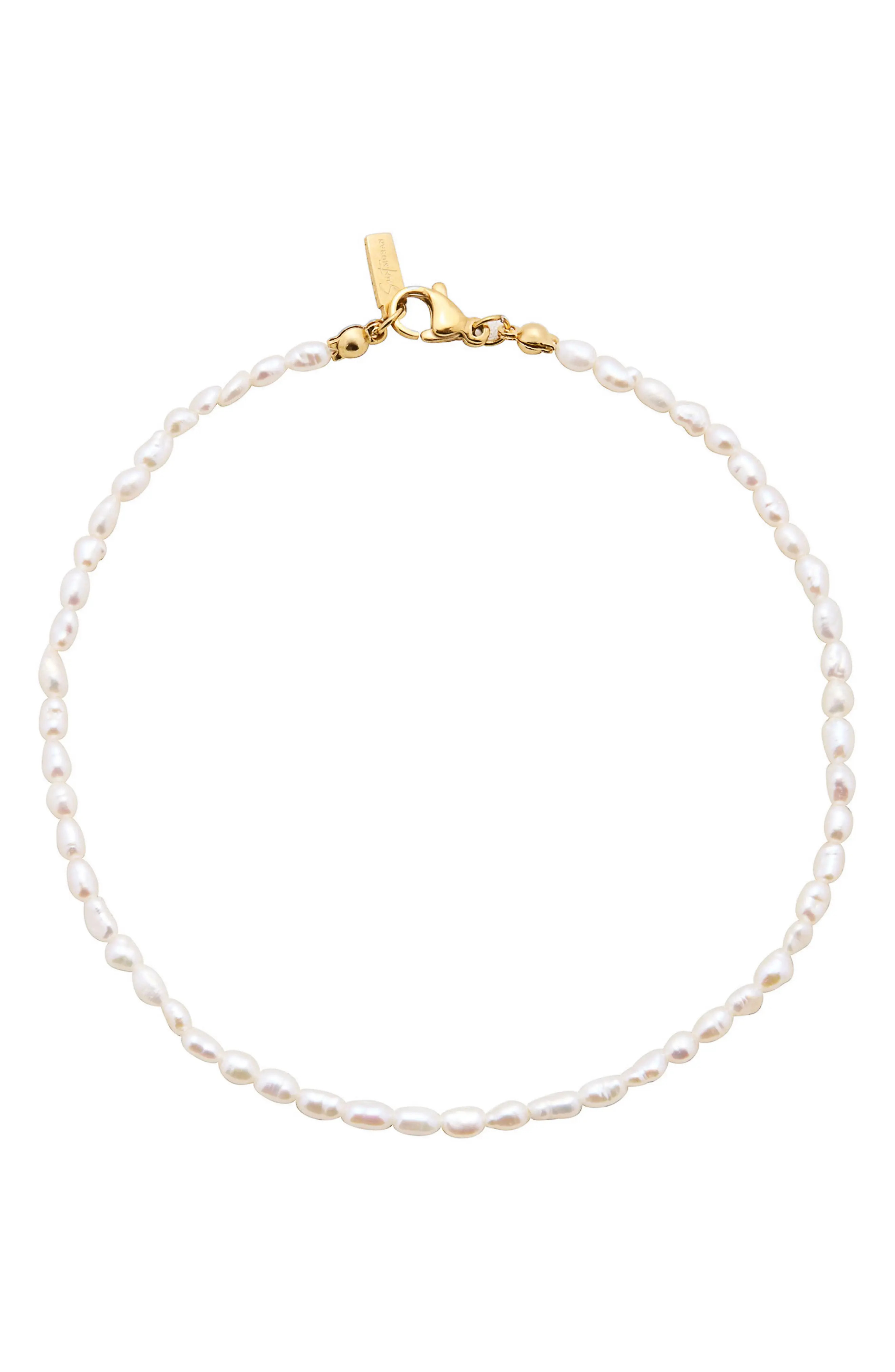 st. Moran Michel Freshwater Pearl Anklet in White at Nordstrom, Size 10.5 | Nordstrom