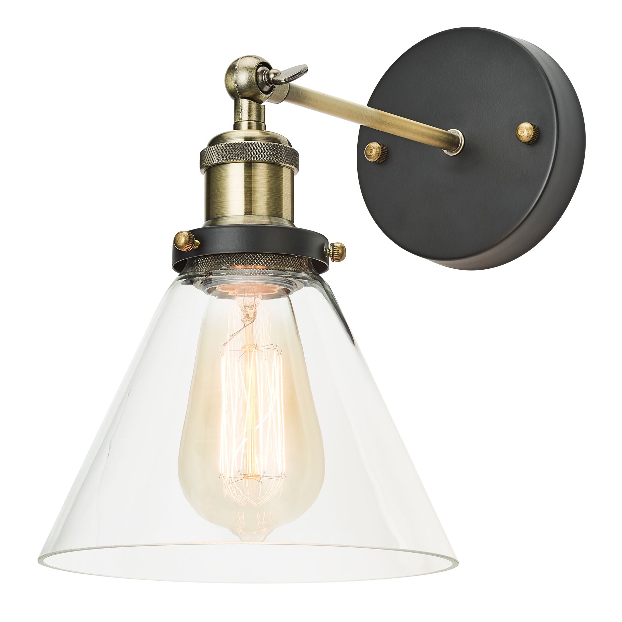 1-Light Adjustable Sconce with Clear Glass Shade, Antique Brass/Bronze Finish | Walmart (US)