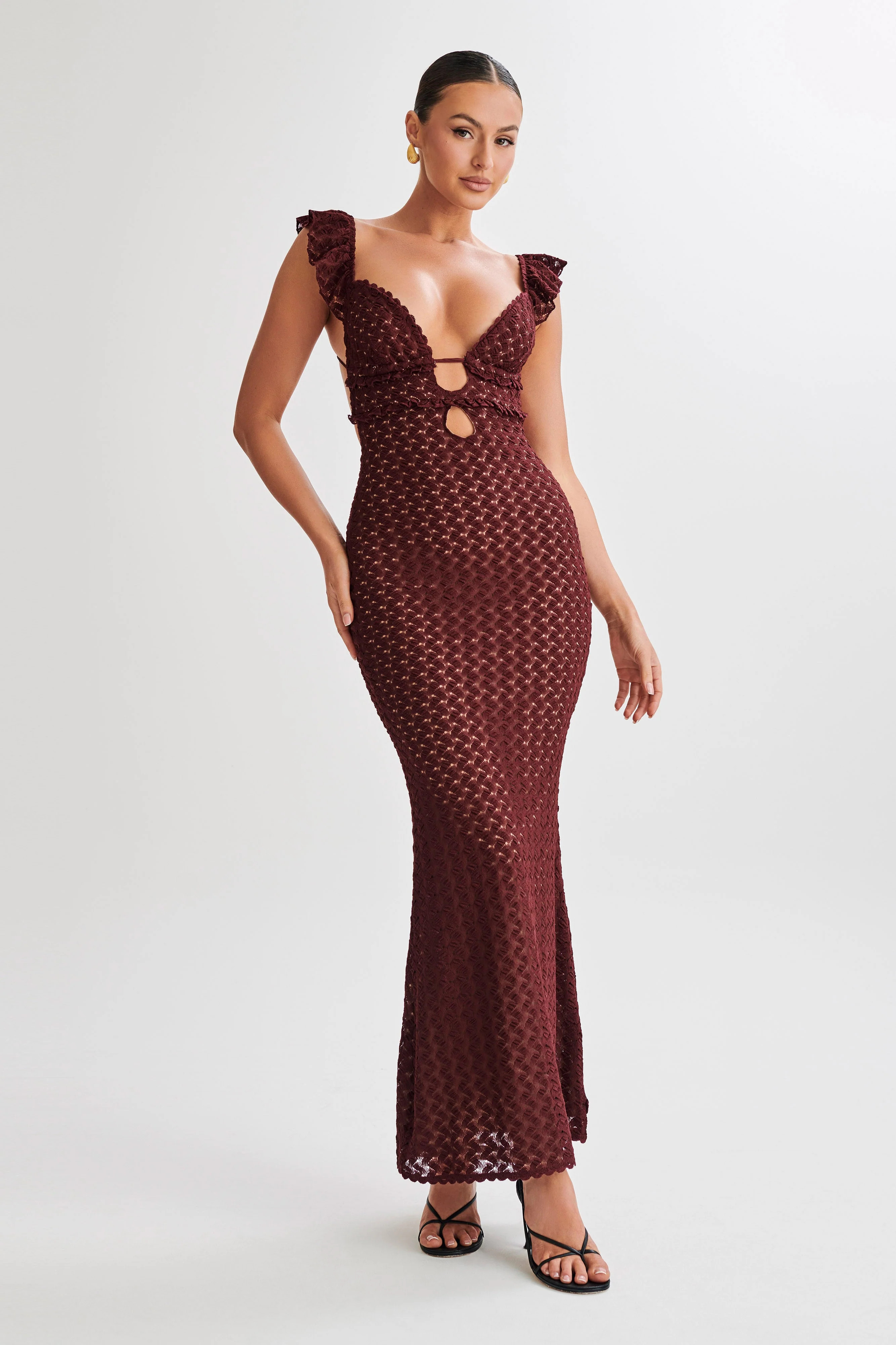 Ezra Lace Maxi Dress - Plum | MESHKI US