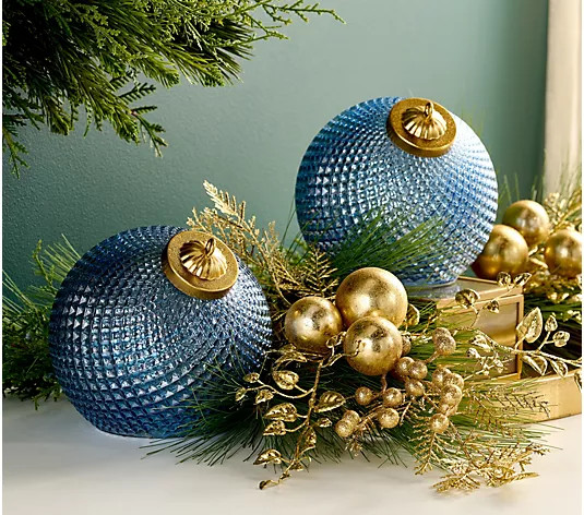 Set of (2) 6" Diamond Glass Tabletop Ornaments by Valerie - QVC.com | QVC