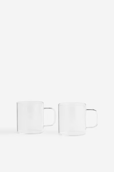 H & M - 2-pack small glass mugs - White | H&M (UK, MY, IN, SG, PH, TW, HK)