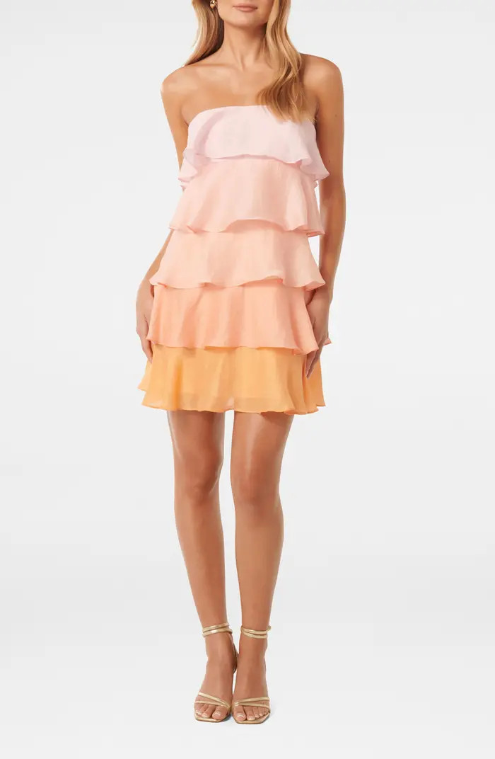 Ever New Cleo Ombré Ruffle Strapless Minidress | Nordstrom | Nordstrom