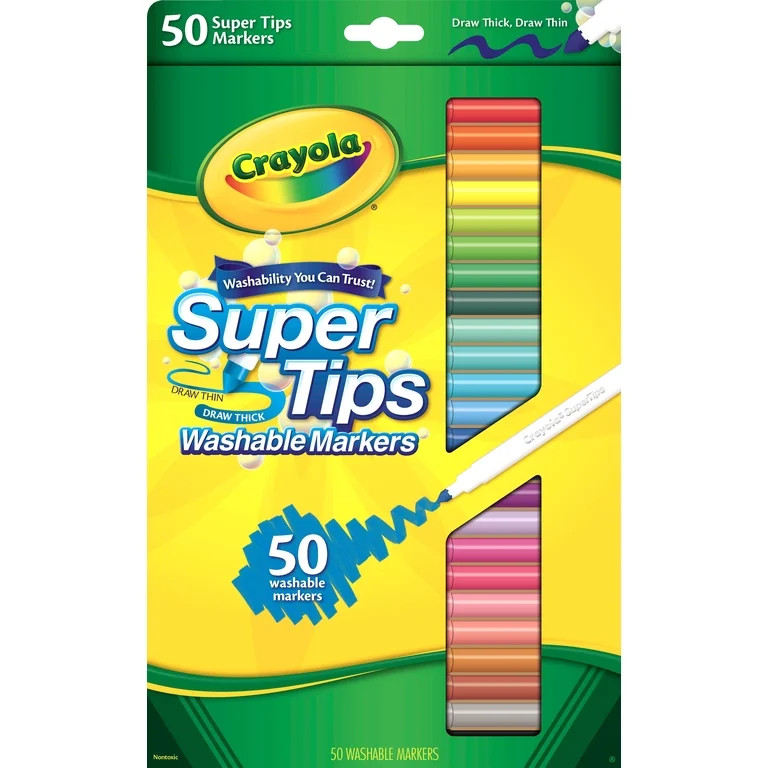 Crayola Super Tips Washable Markers for Kids, 50 Ct, Back to School Supplies, Teacher Must Haves | Walmart (US)