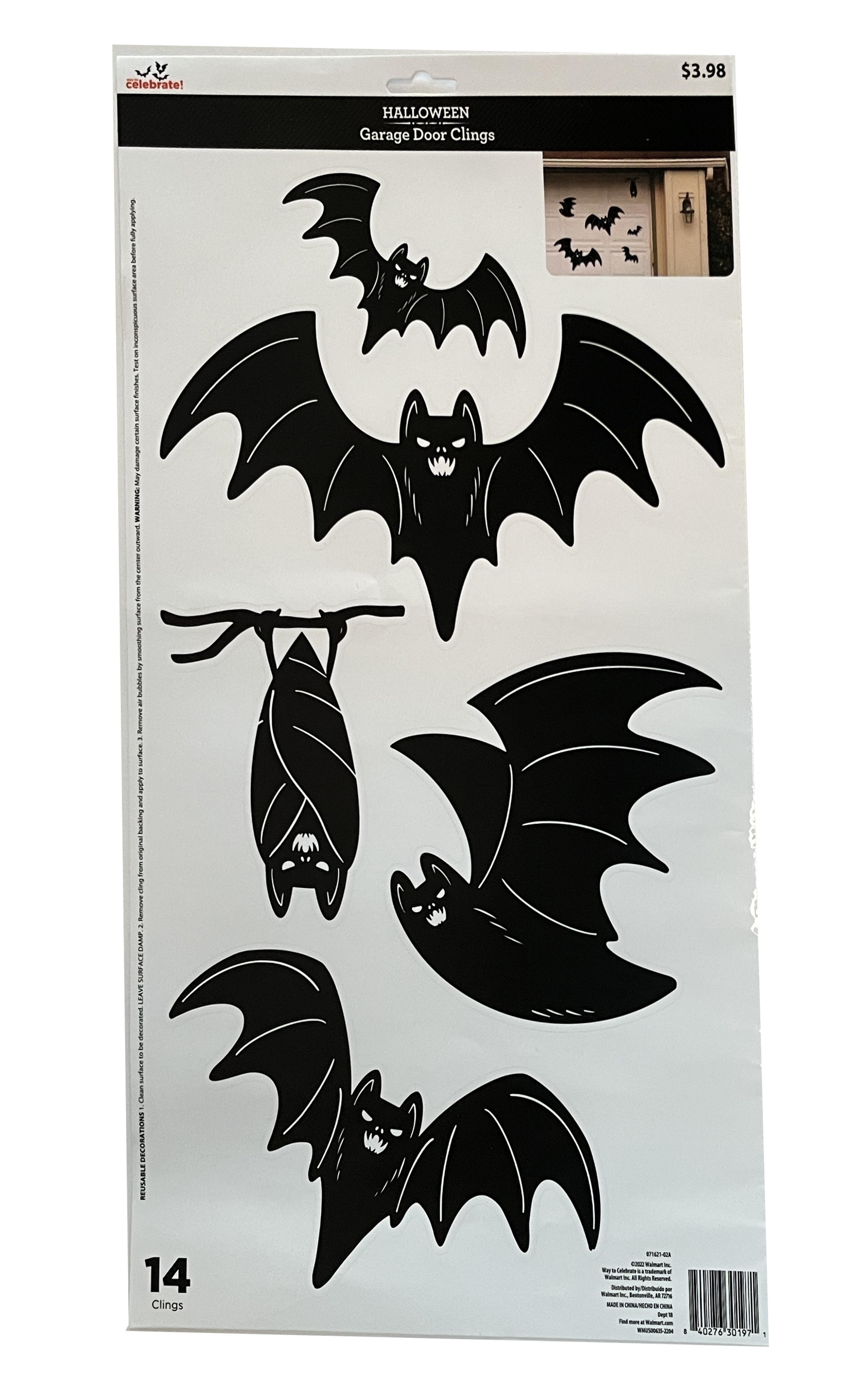 Way To Celebrate Halloween Garage Door Clings, Bats | Walmart (US)