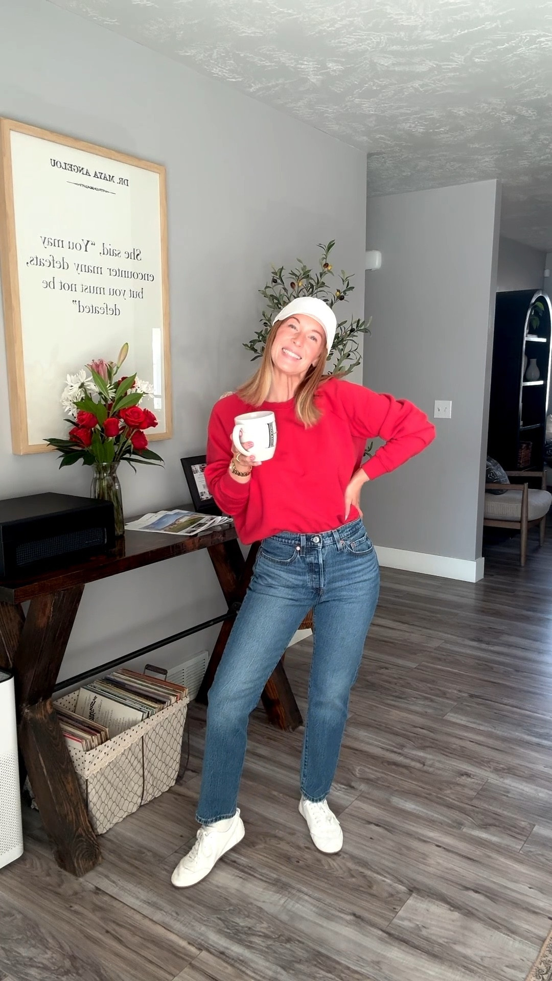 Sweatshirt is a Small
Jeans I size up one to a 26 waist & 28 length
Shoes are linked in Instagram stories from Zara

#LTKSeasonal #LTKmomlife #LTKootd