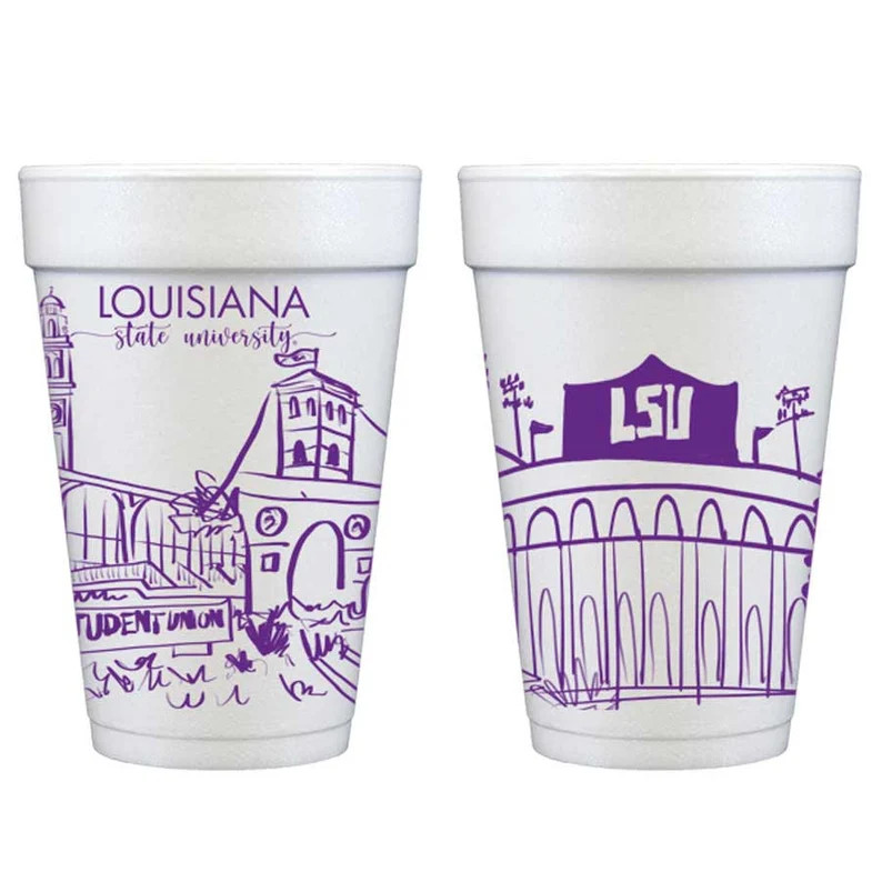 Styrofoam Cup 10 Pack {LSU Tigers-Baton Rouge, Louisiana Campus Skyline} | Etsy (Global)