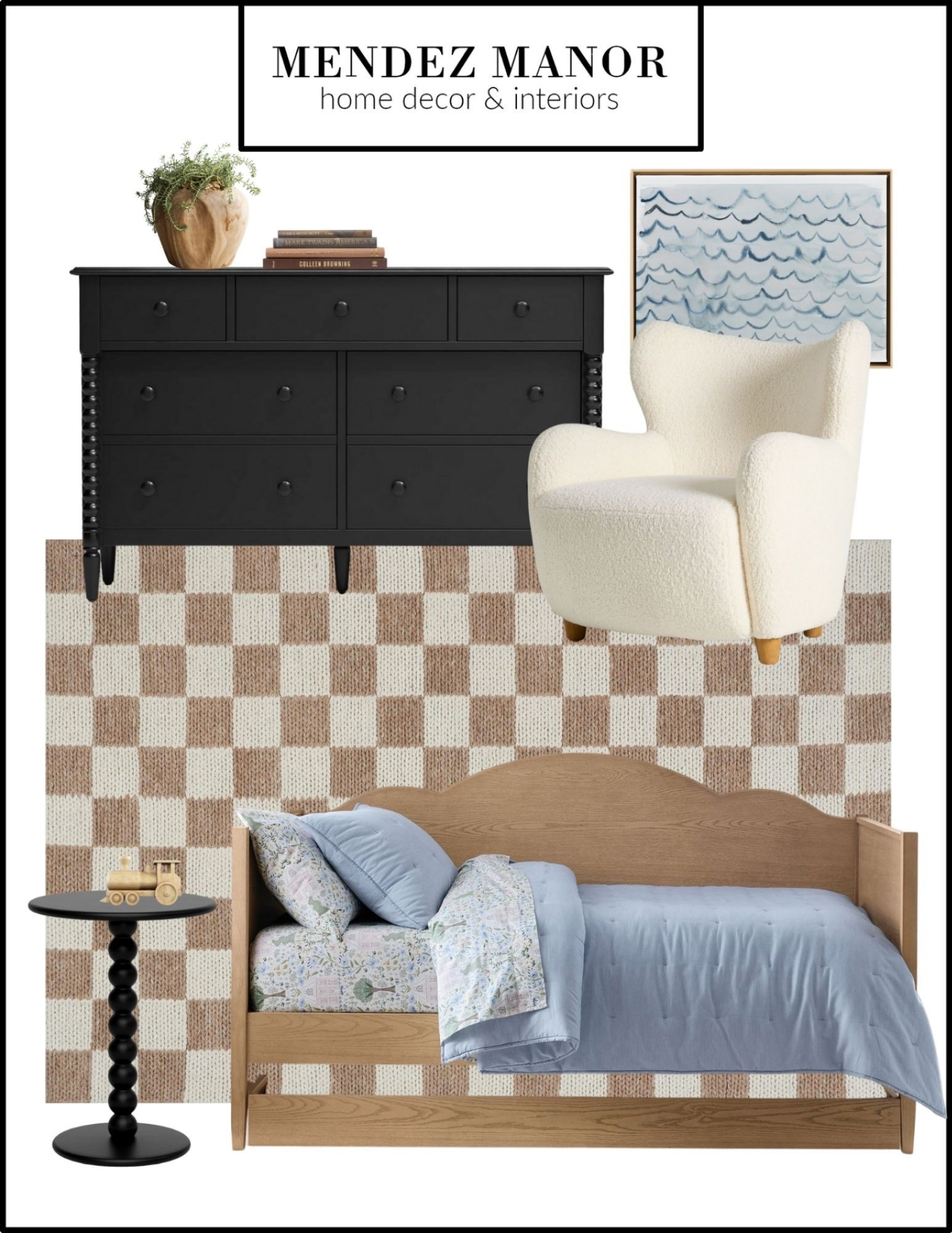 Boys room design with the “Willow Daybed” from Pottery Barn, a 100% wool checkered area rug, and a black double dresser. Plus my favorite side chair: the Jodi Wing Chair from West Elm. 

#kidsroom #bedroom #arearug #blue #homedecor #daybed

#LTKHome #LTKKids #LTKstorytime