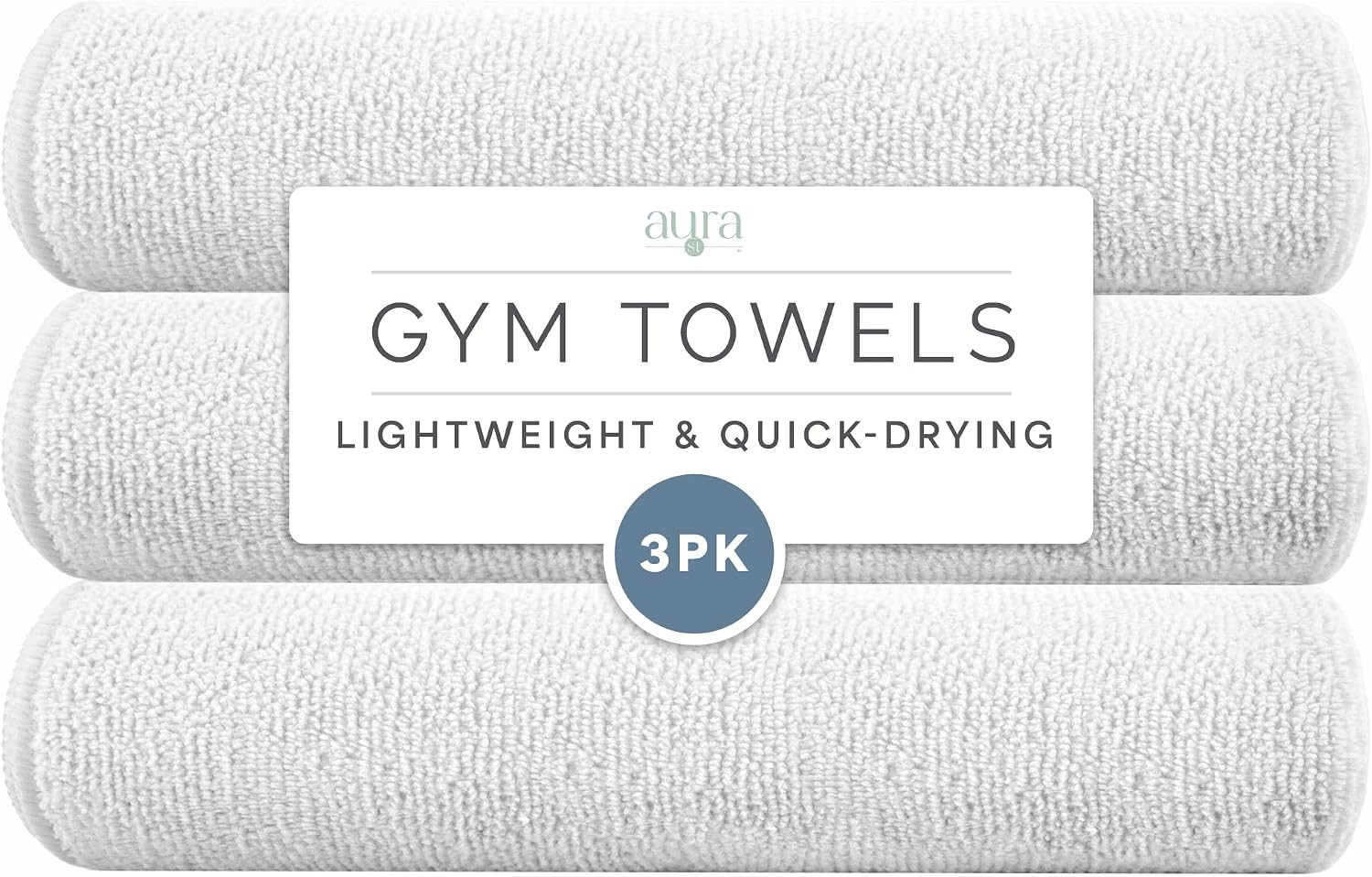 S&T INC. Microfiber Gym Towels, 3 Pack, 16" x 27", White | Amazon (US)