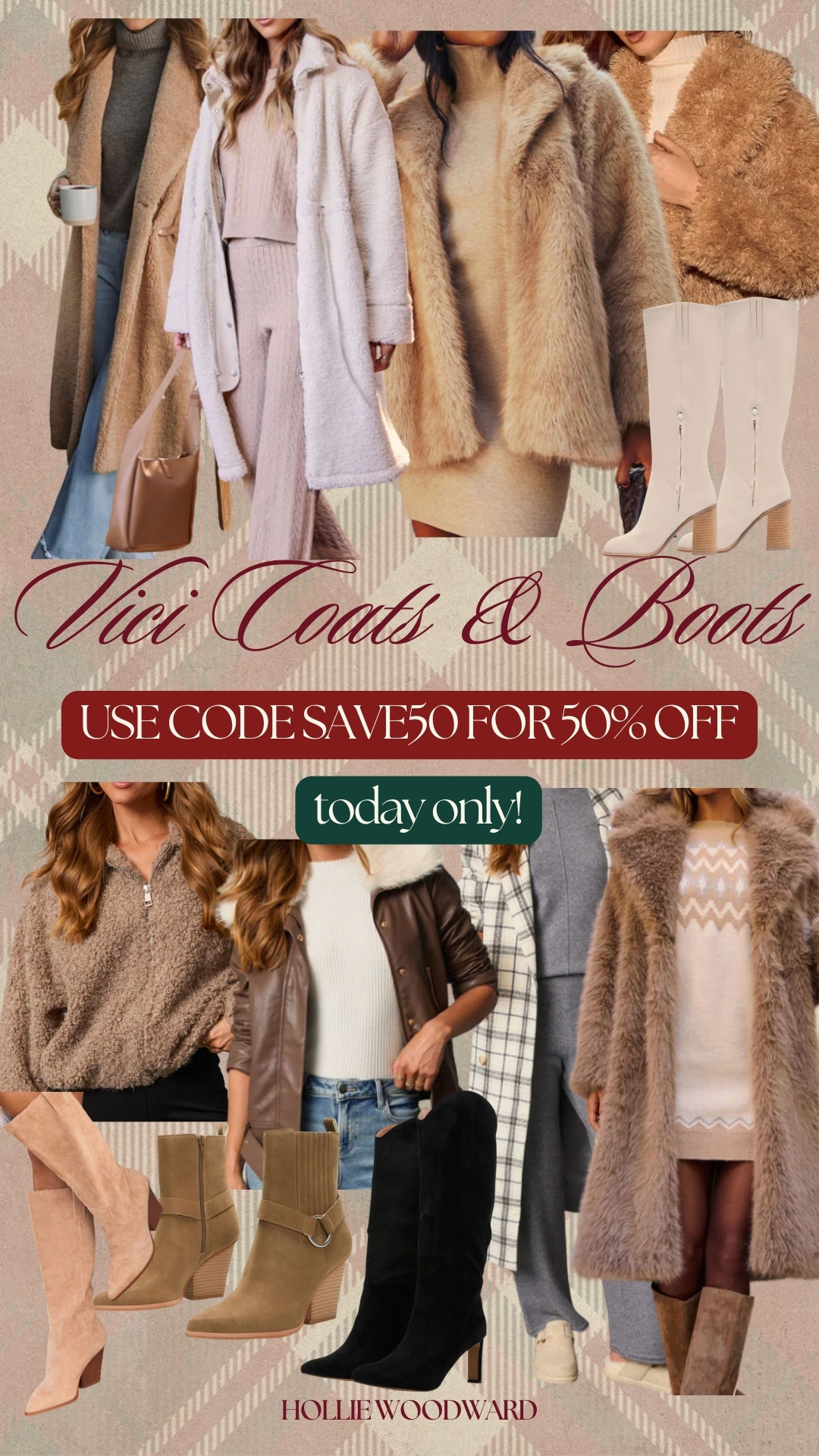 shop vici's coats and boots for 50% off today! (and today only ✨) use code SAVE50! 

 #LTKCyberWeek #LTKHoliday #LTKSaleAlert