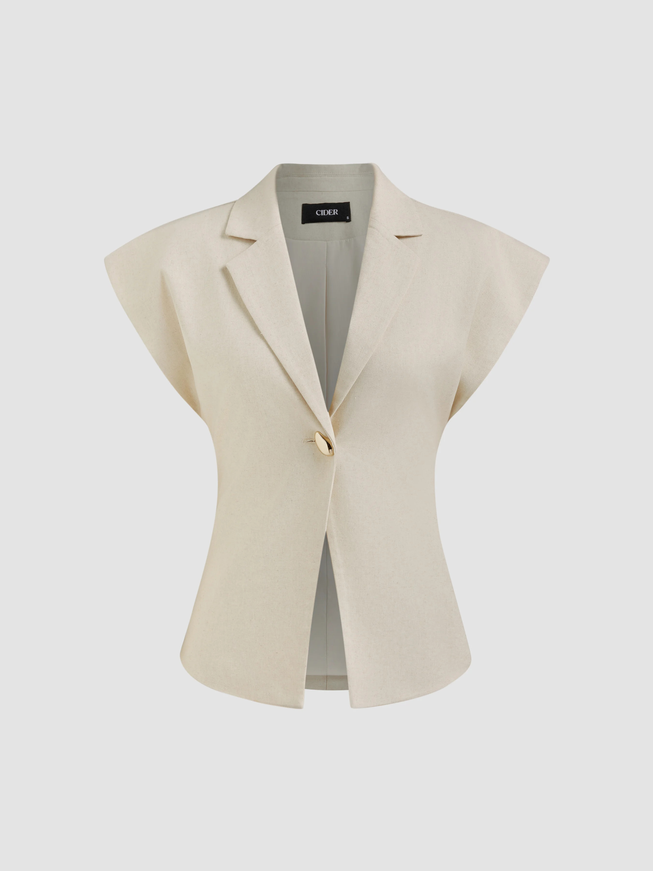 Linen-blend Linen-blend V-neck Dolman Sleeve Blazer Vest For Work | Cider