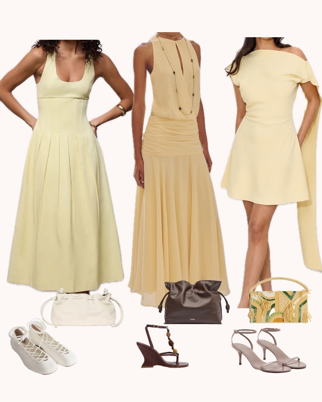 Butter yellow is the color of the season — and these three dresses prove it works for every occasion. The structured midi for daytime elegance, the ruched maxi when you want to feel like you're floating, the asymmetric mini when the night calls for something with a little more edge. All linked. All worth it 💛 

 #LTKeurope #LTKsummer #LTKwedding