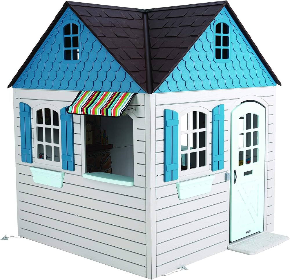 Lifetime Heavy Duty Plastic Outdoor Playhouse, 6ft x 6ft x 7 ft Tall, Beige & Blue | Amazon (US)