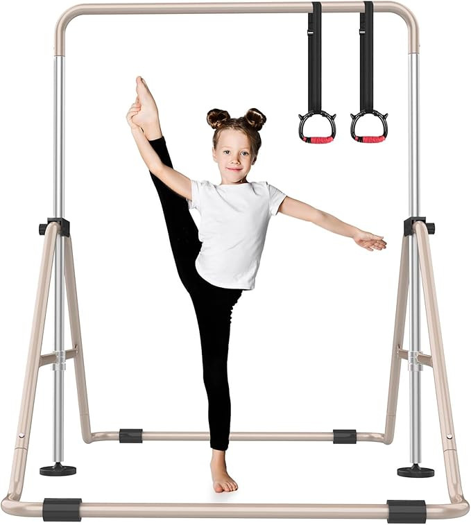 Foldable Gymnastics Bar, 5-Height Adjustable Gymnastic Bars for Kids at Home,Robust & Stable for ... | Amazon (US)