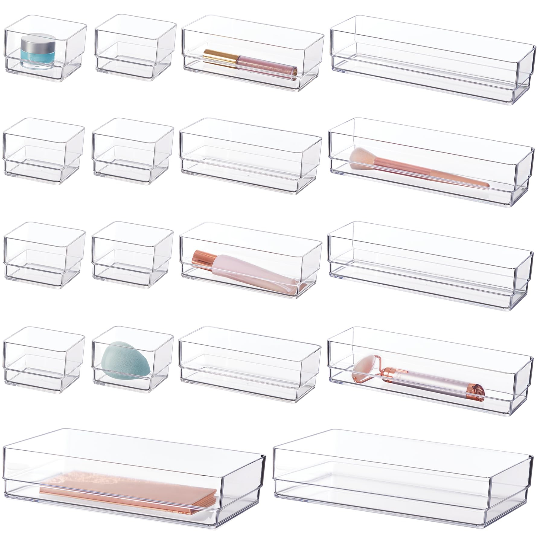 STORi SimpleSort 18-Piece Stackable Clear Drawer Organizer Set | Multi-size Trays | Makeup Vanity... | Amazon (US)