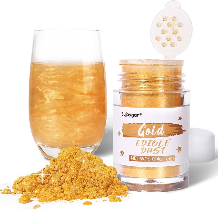 Gold Luster Dust Edible, Sujoygar Edible Glitter for Cocktails, 4g Drinks Glitter Edible Dust for... | Amazon (US)