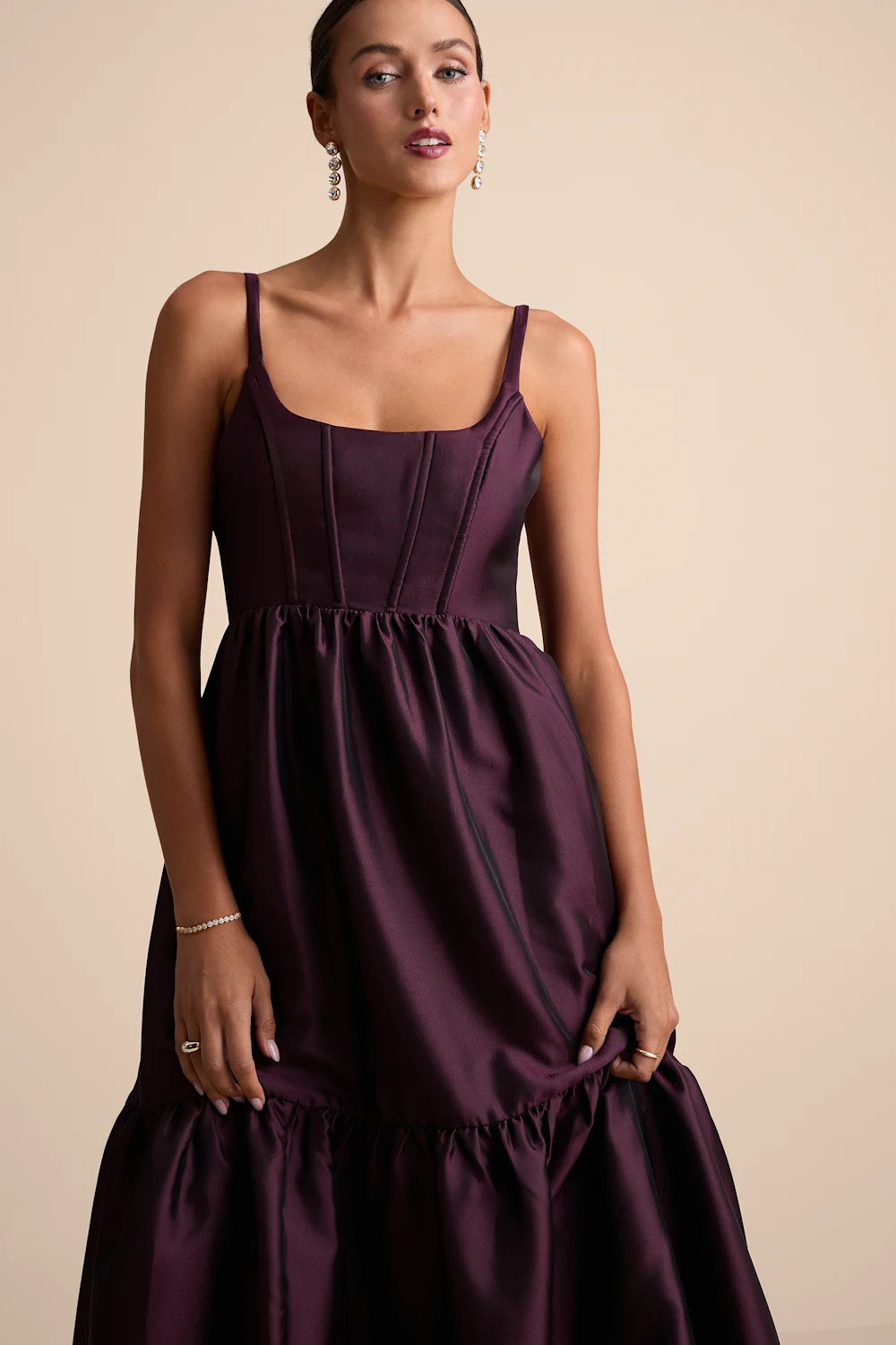 Avalie Plum Purple Tiered Bustier Maxi Dress | Lulus