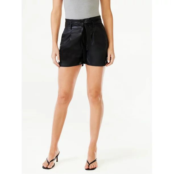 Sofia Jeans Women's High Rise Faux Leather Shorts | Walmart (US)