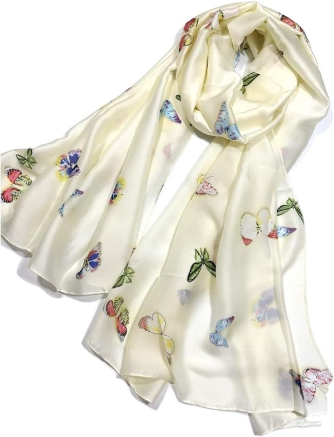 Shanlin Silk Feel Long Floral Satin Scarves for Women in Gift Box | Amazon (US)