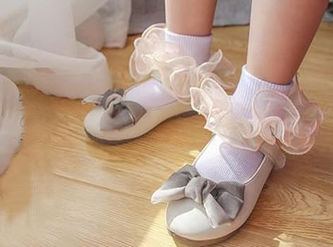 Toddler Girls Ruffle Socks Double Lace Frilly Princess Dress Socks Cotton Anti-slip Ankle Socks f... | Amazon (US)