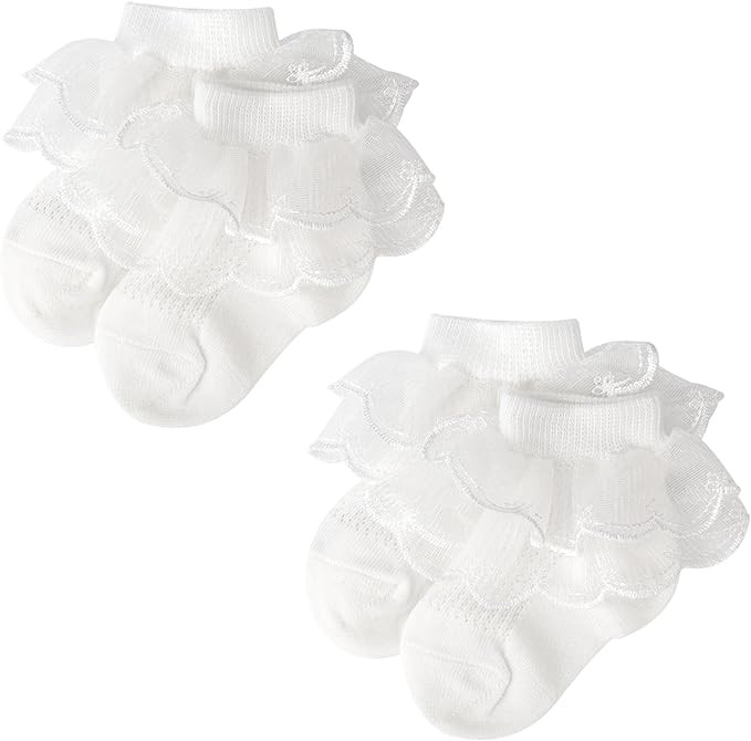 BQUBO Baby Girls Socks Eyelet Ruffle Lace Sock Baby Socks Newborn/Infant/Toddlers/Kids Frilly Sum... | Amazon (US)