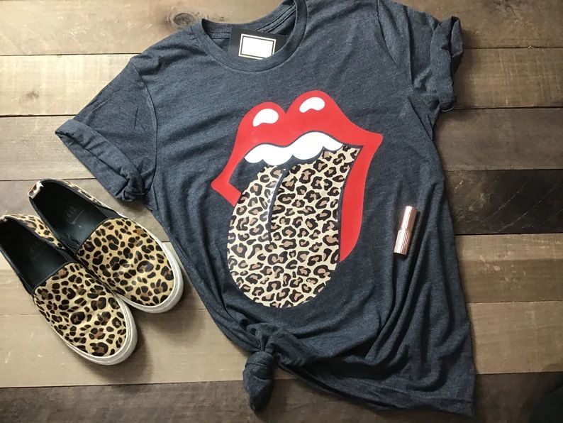 Leopard Print Tongue Shirt | Etsy (US)