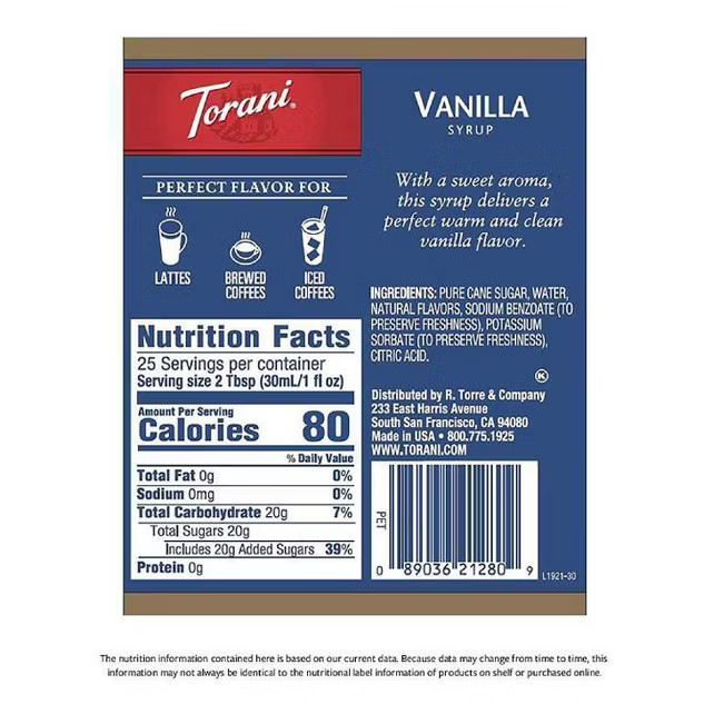 Torani Vanilla Syrup - 12.7 fl oz | Target