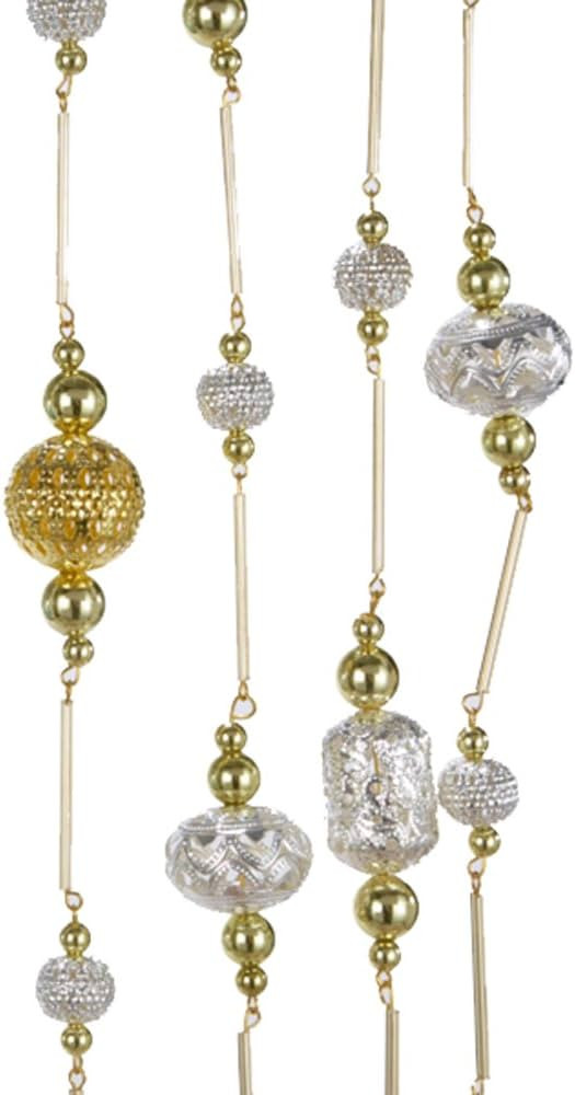 Kurt Adler 6' Silver and Gold Metal Beads Garland | Amazon (US)