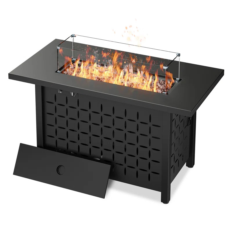Brayden Studio®  Ceasare 43" Propane Outdoor Fire Pit Table with Lid | Wayfair | Wayfair North America