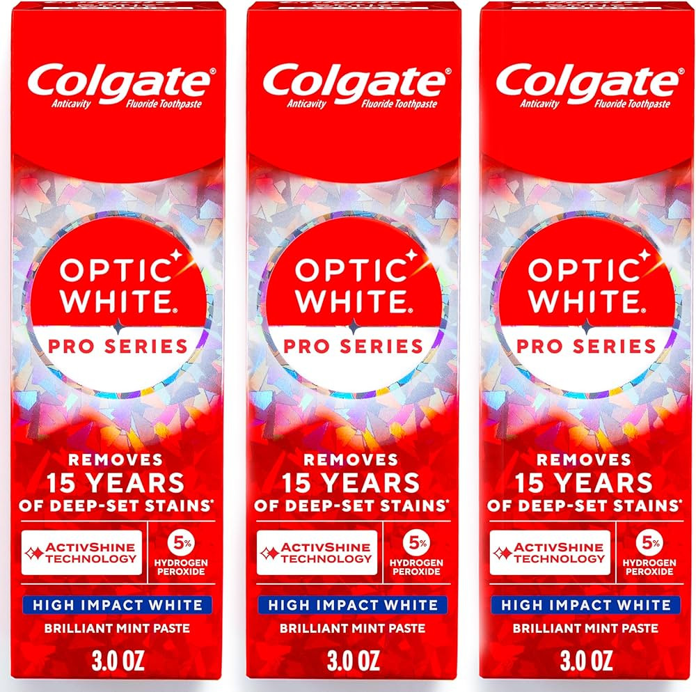 Colgate Optic White Pro Series High Impact White, 3 Pack, Teeth Whitening Toothpaste with 5% Hydr... | Amazon (US)