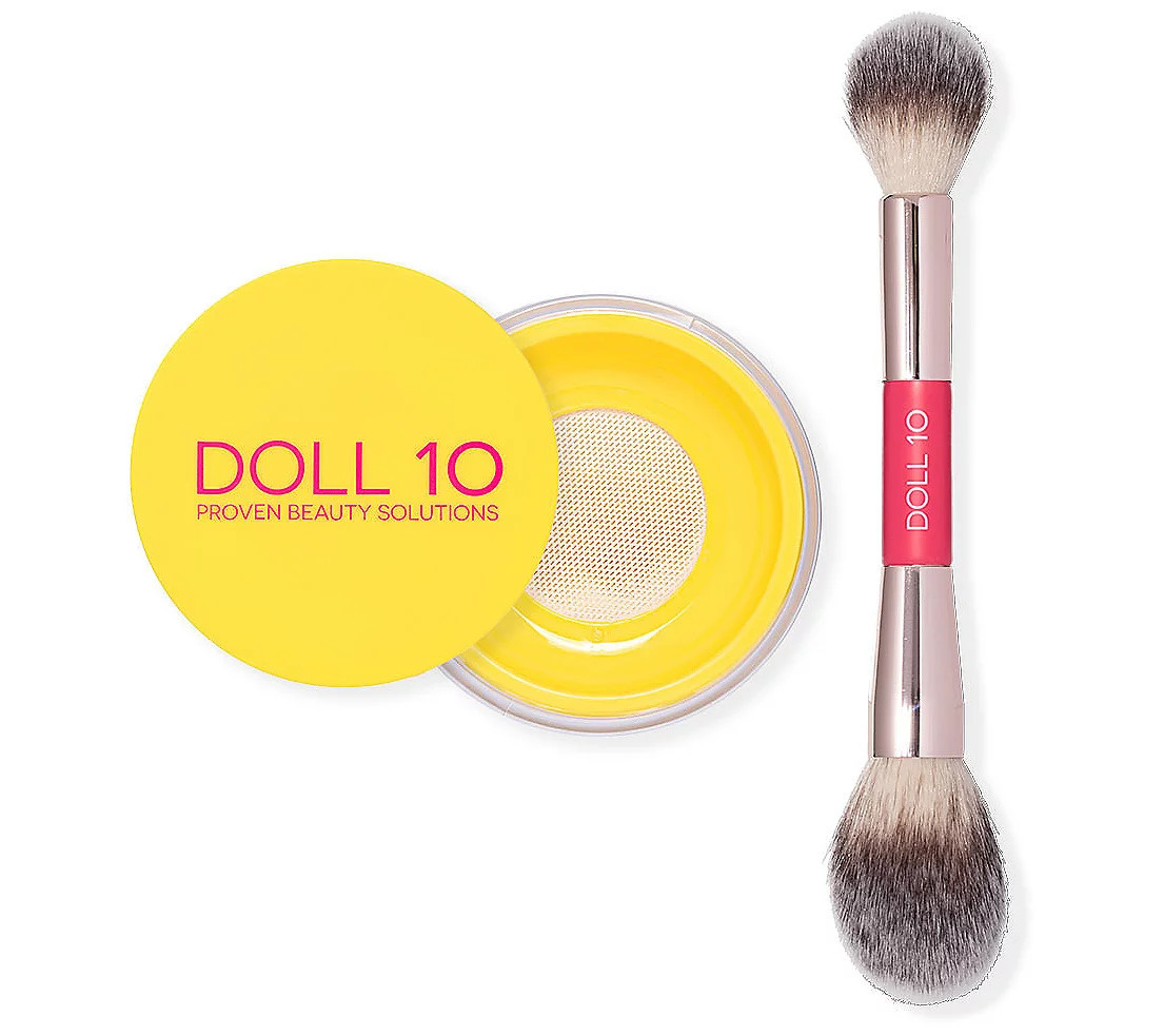 Doll 10 Dollskin Ultra-Blurring CC Brightening Powder w Brush | QVC