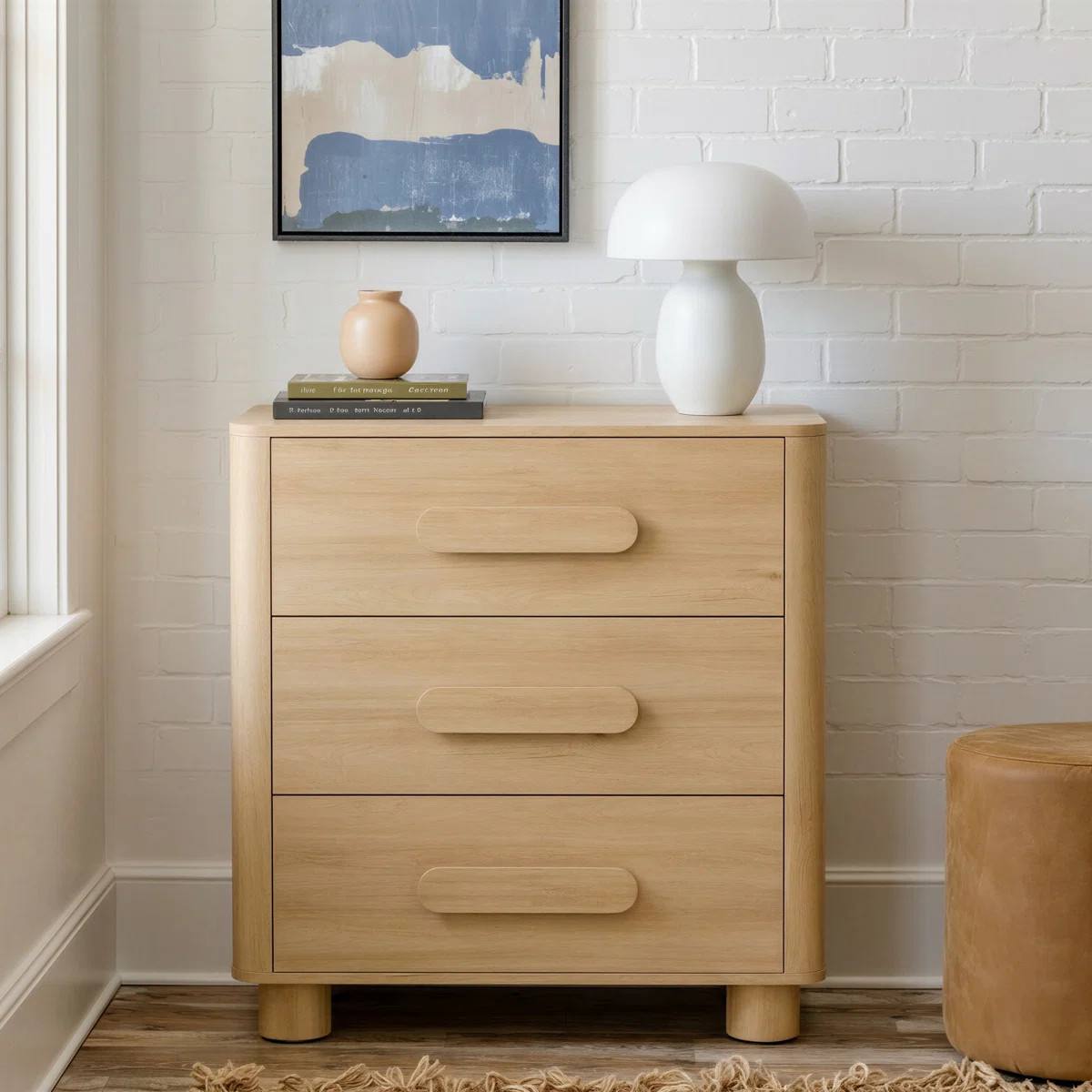 Lumo 3-Drawer Dresser with Wood Rounded Legs | Wayfair North America