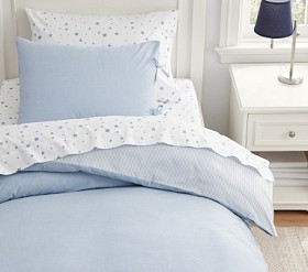 Chambray Reversible Organic Duvet Cover &amp; Shams | Pottery Barn Kids