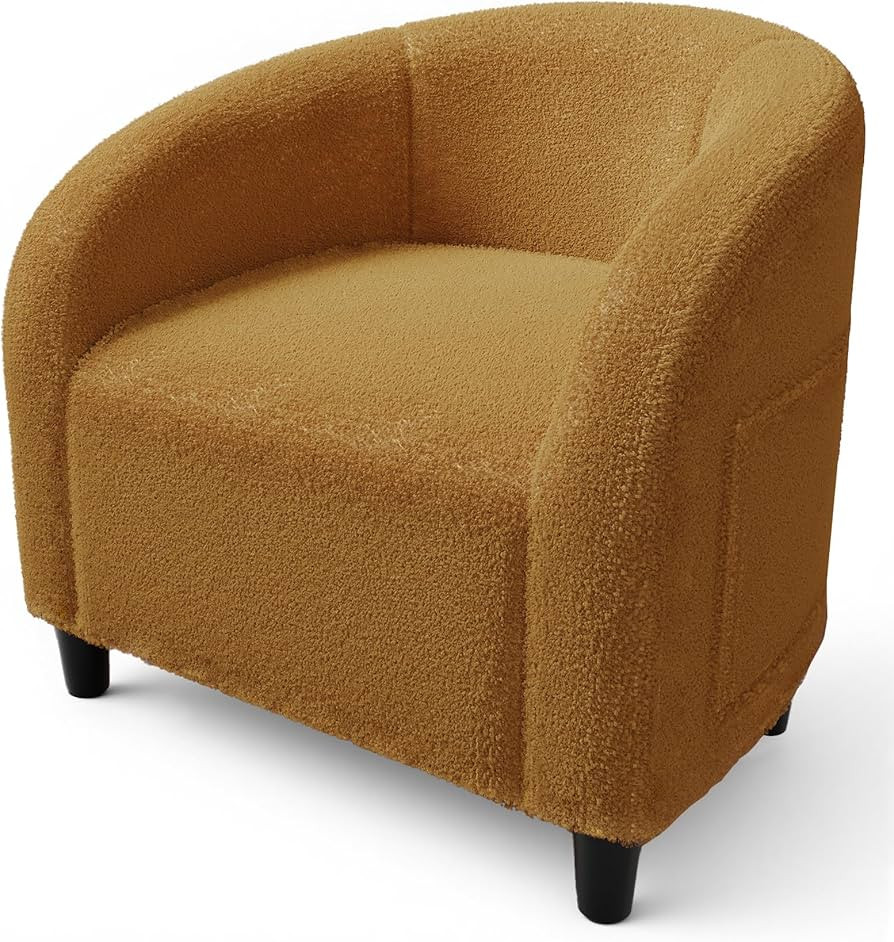 GarveeHome Accent Barrel Chair Boucle Club Chair Furry Sherpa Armchair Suitable for Living Room B... | Amazon (US)