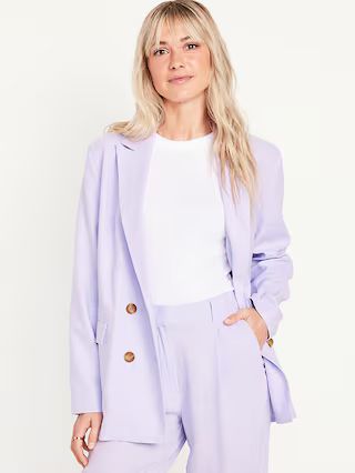 Double-Breasted Linen-Blend Blazer | Old Navy (US)