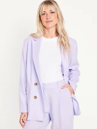 Double-Breasted Linen-Blend Blazer | Old Navy (US)