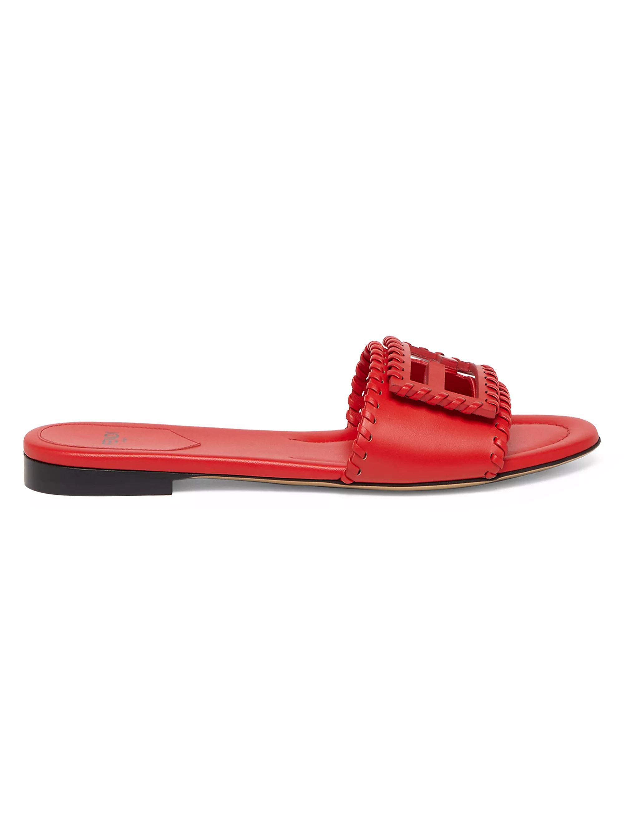 Vitello FF 10MM Leather Slides | Saks Fifth Avenue