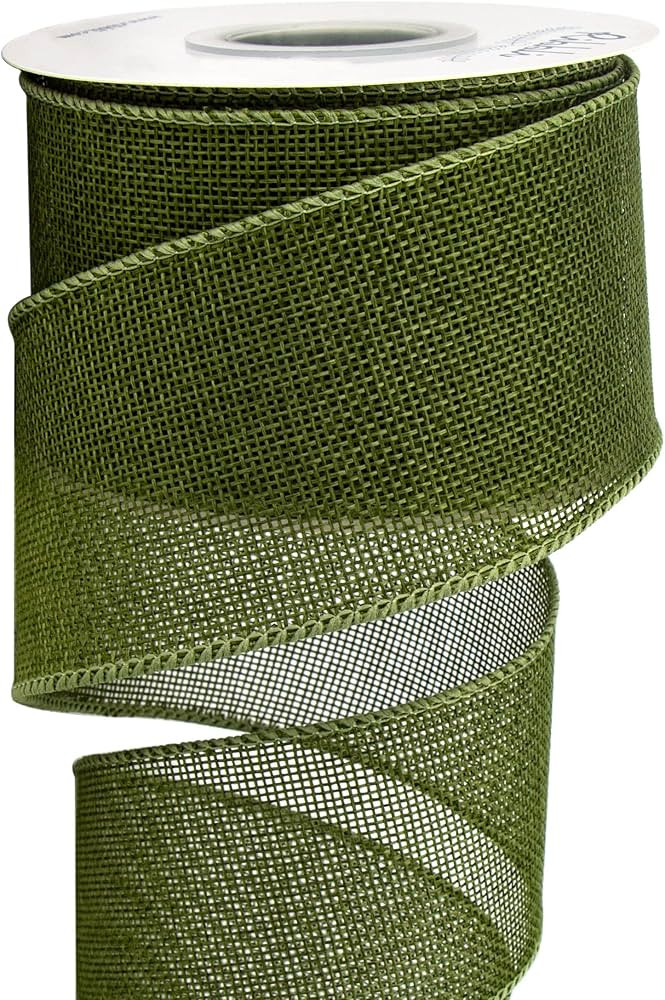 Ribbli Dark Moss/Dark Sage Burlap Wired Ribbon, 2-1/2 Inch x 10 Yard, Dark Sage Green Wired Edge ... | Amazon (US)
