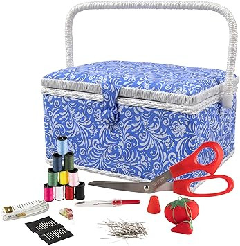 SINGER 07228 Sewing Basket with Sewing Kit, Needles, Thread, Pins, Scissors, and Notions, Deliah ... | Amazon (US)