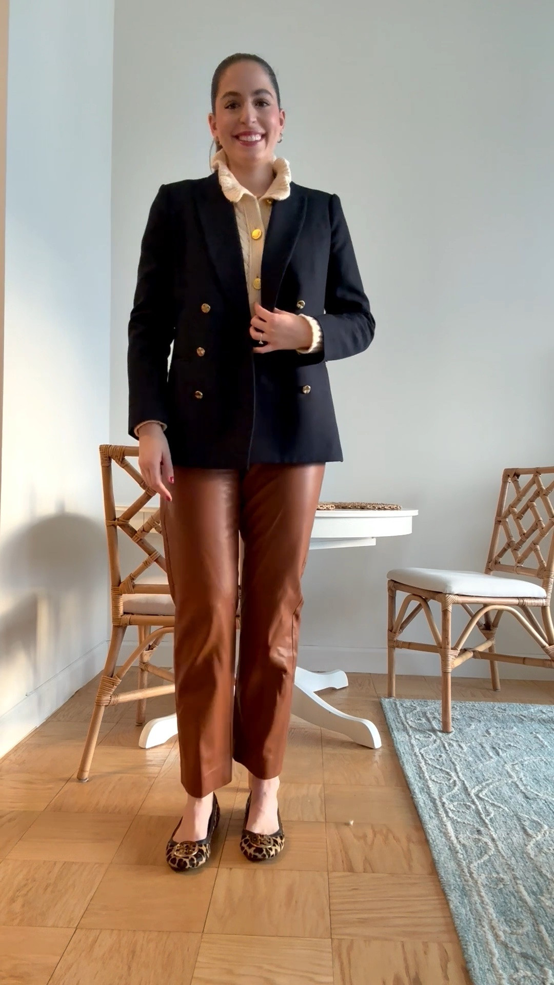 Office style, office outfits, business casual, workwear, lawyer, attorney, corporate style, brown leather pants, faux leather pants, double breasted blazer, navy blazer, cable knit sweater, cable knit cardigan, law firm style, winter office style, winter office outfit 

#LTKgrwm #LTKSeasonal #LTKWorkwear