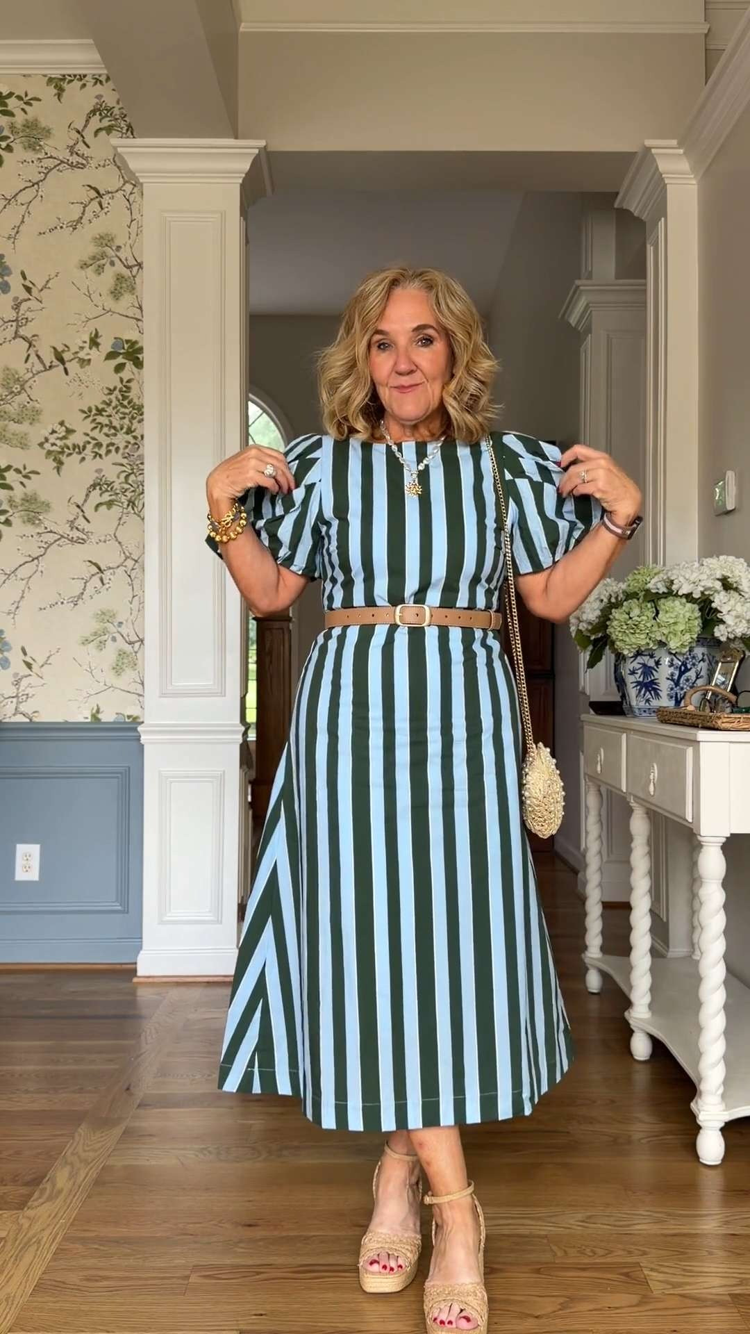 The sky blue and evergreen stripe combination feels so fresh and elevated for summer. It's made from a lightweight cotton fabric, fully lined, and incredibly comfortable to wear. 🫶🏻 

 #LTKootd #LTKSeasonal #LTKOver40