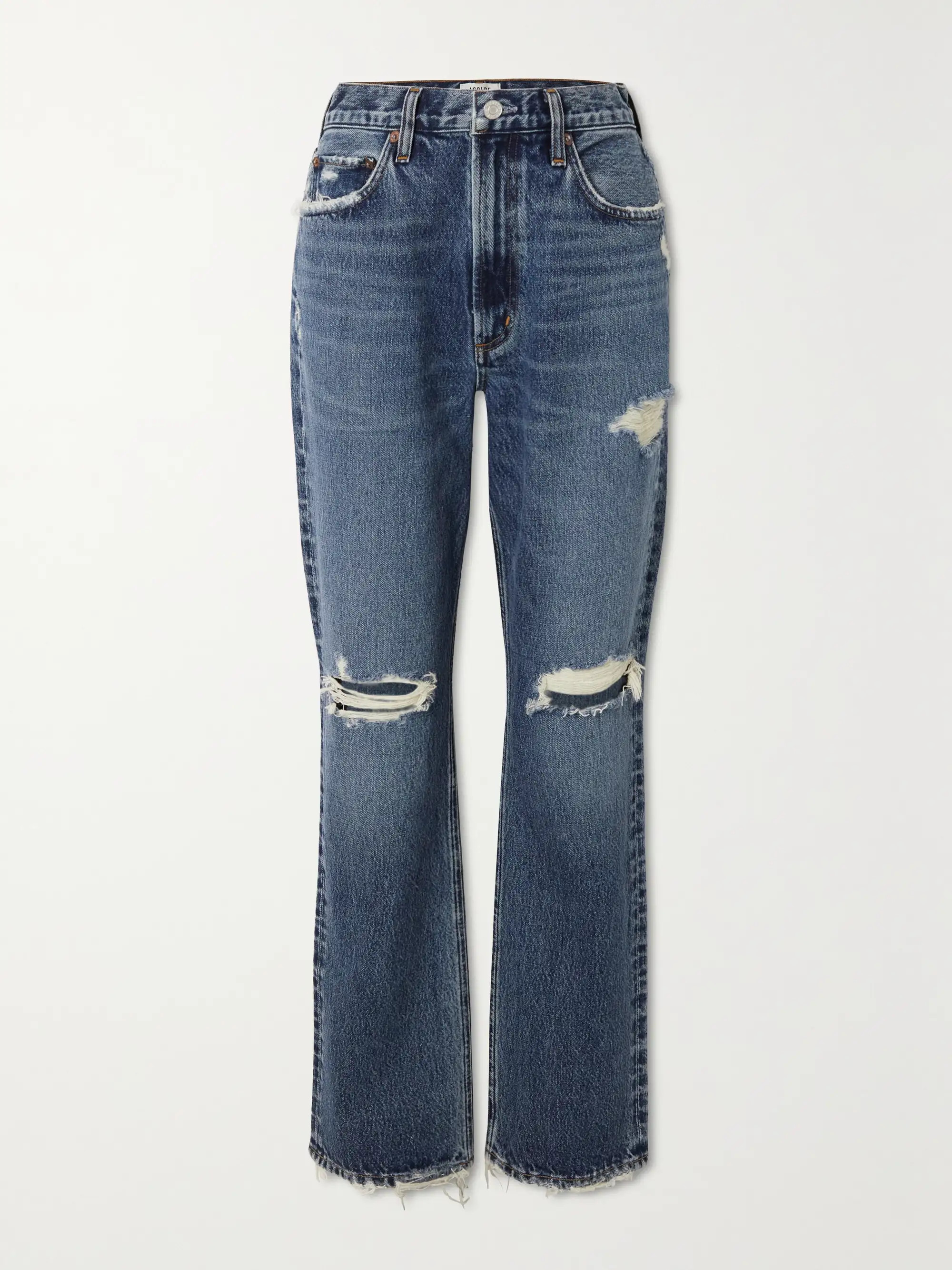+ NET SUSTAIN Mason distressed high-rise straight-leg organic jeans | NET-A-PORTER APAC