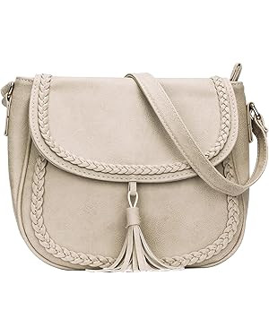 KKXIU Casual Flap Saddle Crossbody Bags for Women Purses and Handbags with Tassel | Amazon (US)