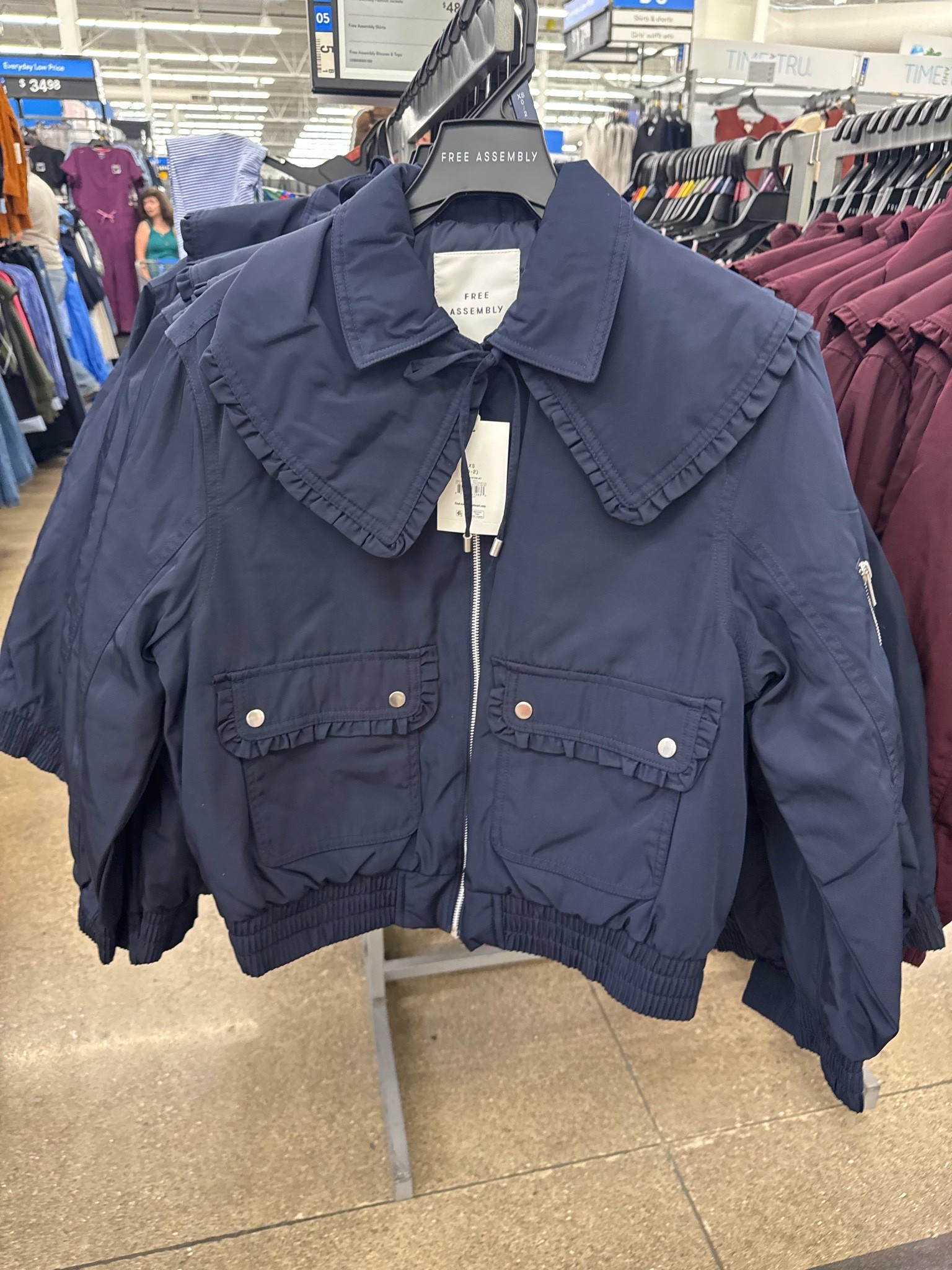 Walmart✨ Free Assembly Women's and Women's Plus Ruffle Collar Bomber Jacket, Sizes XS-4X

#LTKootd #LTKSeasonal #LTKOver40