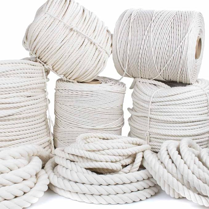 GOLBERG Twisted 100% Natural Cotton Rope 3/16", 7/32", 1/4", 5/16", 3/8", 1/2", 5/8", 3/4", 1", 1... | Amazon (US)