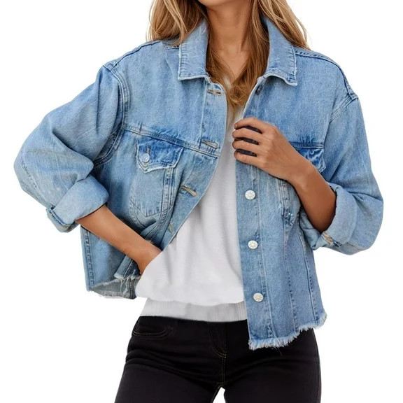 Scoop Women's and Women's Plus Denim Bomber Jacket, Midweight, Sizes XS-4X | Walmart (US)